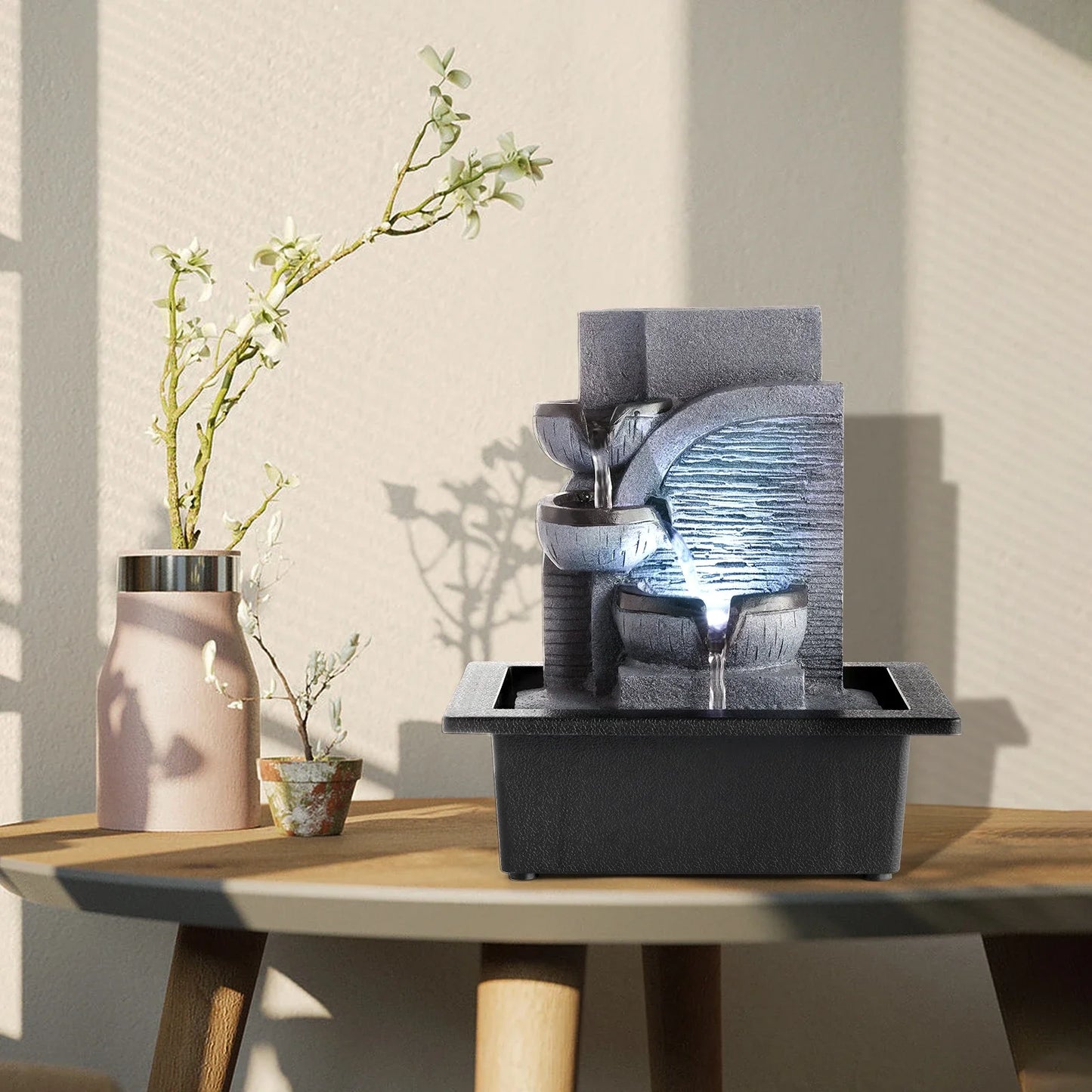 Mini Fontaine Feng Shui LED "Sérénité Lumineuse"