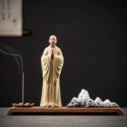 Brûleur d'Encens Moine Zen en Sable Pourpre